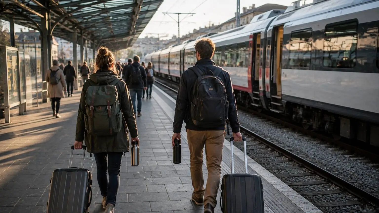 Duurzaam reizen met de trein tijdens een vakantie door Europa.