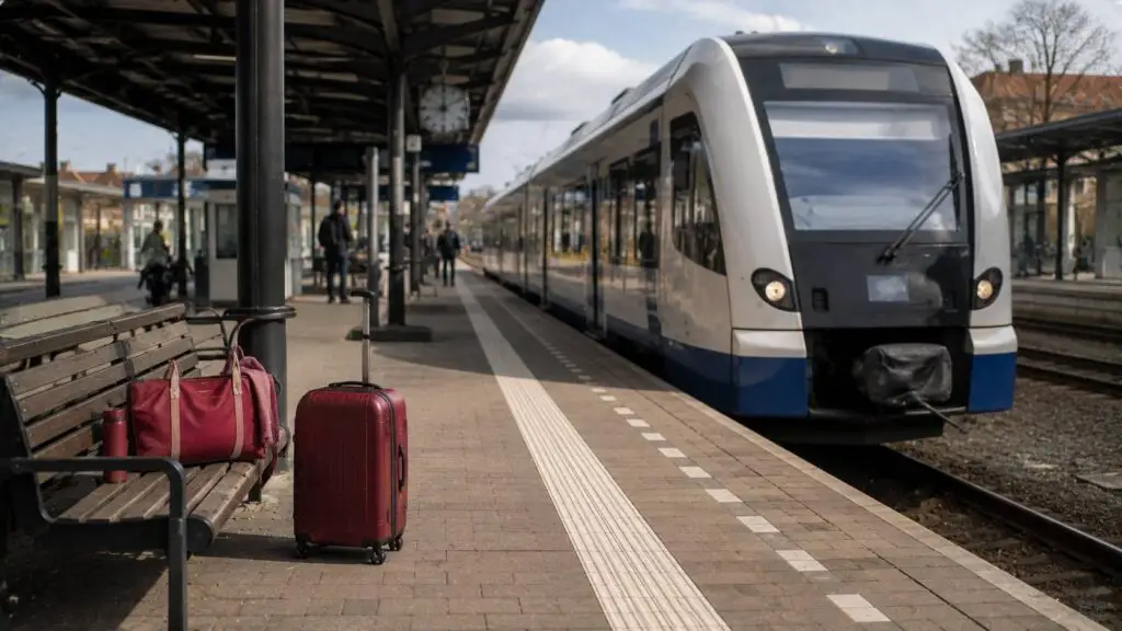 Treinstation en bagage als onderdeel van vervoer en praktische reisplanning.